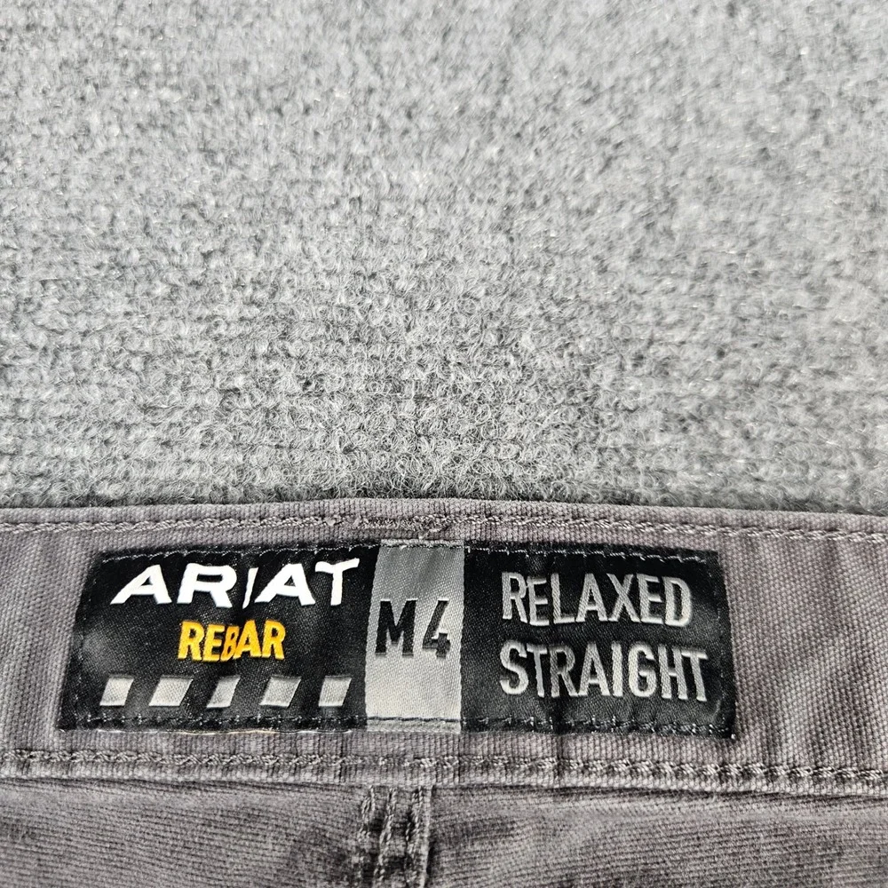 Ariat Rebar M4 Relaxed‎ Straight Grey Canvas Work Pants Mens 44x32 (Measures 30)